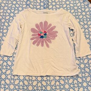 Oshkosh White 3/4 length Sleeve Top with Pink Flower Applique